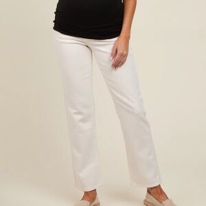 Never worn pink blush white/cream straight leg maternity jeans